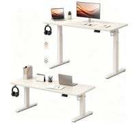 White Electric Standing Desk, Dual Motor Height Adjustable Desk with 3 Memory Presets, 30mm Thick Wooden Desktop, Sit Stand Workstation for Office, Study, Bedroom and Gaming