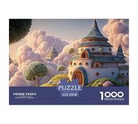 White Estate Floating in The Sky 1000 Piece Corte Preciso Rompecabezas Ethereal Fantasy Castle Vibrante Jigsaw Decoración Niños 52x38cm/1000pcs