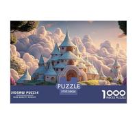 White Estate Floating in The Sky 1000 Piezas Corte Preciso Rompecabezas Ethereal Fantasy Castle Vibrante Jigsaw Educativo Niños 38x26cm/1000pcs