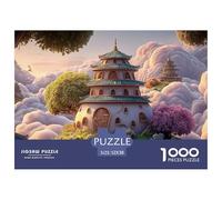 White Estate Floating in The Sky 1000 Piezas Corte Preciso Rompecabezas Ethereal Fantasy Castle Vibrante Jigsaw Regalo Niños 52x38cm/1000pcs