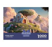 White Estate on Top of An Island 1000 Pièces Rompecabezas Ethereal Fantasy Castle Desafiante Único para Adultos Juego De Desafío Difícil 70x50cm/1000pcs