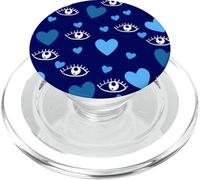 White Eye Lashes Turkish Blue Hearts Pattern PopSockets PopGrip para MagSafe