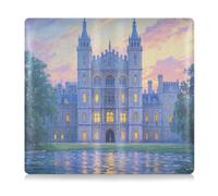 White Fantasy Fairytale Castle Cuero auténtico Registro de coche y titular de seguro Cartera de coche organizador para cualquier coche, camión, motocicleta, remolque o barco