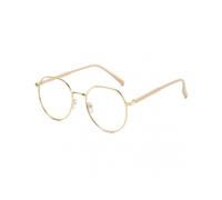 (White Flat Blue Film,Golden Frame)Stylish Photochromic Eyeglasses Filter UV Rays Glare HD Lens Spectacles for Ladies Trendy Decoration