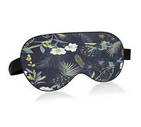 White Flower and Black Background Sleep Mask Lightweight Soft Breathable Eye Mask with Adjustable Strap Blackout Eye Mask for Women Men for Travel Night Sleeping
