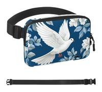 White Flower and Dove-1798 - Cangurera cruzada para hombres y mujeres, riñonera para viajes, casual, caminar, correr, senderismo, ciclismo, multicolor, 4 x 23 x 15 cm, multicolor,