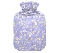 White Flowers - Botella de agua caliente de color morado claro con funda suave, bolsas de agua caliente de 1 litro para terapias frías y calientes