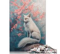 White Fox Cherry Blossom Puzzle Imposible,desafío for Adults Entretenimiento Creativo 1000 Piezas Obra De Arte De Juego De para Adultos, Regalos A Partir De 14 Años 1000pcs (75x50cm)