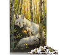 White Fox Fairy Tale Magic Puzzle Imposible,desafío for Adults Juego Educativo 1000 Piezas Obra De Arte De Juego De para Adultos Y Niños Mayores De 12 Años 500pcs (52x38cm)