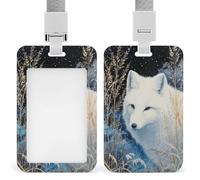 White Fox in The Snow - Soporte retráctil para tarjetas de identificación, protector de tarjetas, placa de nombre, etiqueta de nombre para trabajo, oficina, médico, enfermera