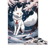White Fox Kitsune Puzzles Imposible,desafío para Adultos Entretenimiento Creativo 1000 Piezas Obra De Arte De Juego De para Adultos, Regalos A Partir De 14 Años 1000pcs (40x28cm)
