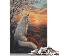 White Fox Sunset Magical Puzzles Imposible,desafío for Adults Entretenimiento Creativo 1000 Piezas Obra De Arte De Juego De para Adultos Y Niños A Partir De 12 Años 1000pcs (75x50cm)