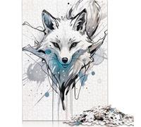 White Fox Watercolor Art Puzzles Imposible,desafío para Adultos Juego Educativo 1000 Piezas Obra De Arte De Juego De para Adultos Y Niños A Partir De 12 Años 1000pcs (75x50cm)