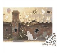White Gato Puzzle De 1000 Piezas Animales Rompecabezas Adultos De 1000 Piezas Pintura Hobby 1000pcs (75x50cm)