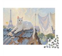 White Gato Puzzle De 1000 Piezas Animales Rompecabezas para Adultos De Madera para Adultos Juego Hobby 1000pcs (75x50cm)