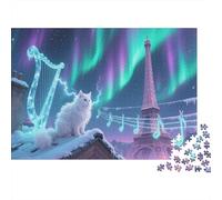 White Gato Puzzle De 1000 Piezas Animales Rompecabezas para Adultos De Madera para Adultos Pintura Hobby 1000pcs (75x50cm)