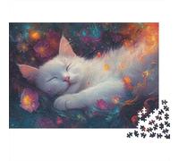 White Gato Puzzles 1000 Piezas Animales tiernos Puzzle De Madera para Adultos Y Niños Obra De Arte 1000pcs (75x50cm)