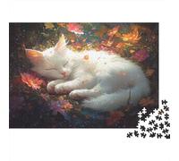 White Gato Puzzles 1000 Piezas Animales tiernos Puzzle De Madera para Adultos Y Niños Obra De Arte 1000pcs (75x50cm)