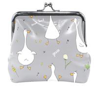 White Geese Grey Monedero personalizado para mujer con hebilla de cuero y cierre de beso, Gansos blancos grises, Clásico, Gansos blancos grises, Clásico