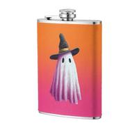 White Ghost - Petaca de bolsillo con diseño de sombrero de bruja negro, 8 onzas, banderas de acero inoxidable para papá, padrino de boda, viajes, camping
