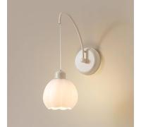 White Glass Wall Sconce Flower Glass Wall Light Fixture Nordic Bedside Wall Mount Lamp, French Tulip Glass Art Wall Sconces Lighting Fixture For Bedroom Living Room Ro