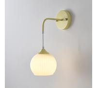 White Glass Wall Sconce French Floral Glass Art Wall Lighting Fixture Nordic Cream Green Decor Wall Lamp, Elegant Flower Glass Wall Sconces For Bedroom Bedside Cafe Living
