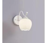 White Glass Wall Sconce Nordic Floral Glass Wall Light Fixture French Flower Shape Glass Wall Lamp, E27 Elegant Home Decor Lighting Fixture Retro Creative Iron Wall Sconces For Be