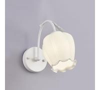 White Glass Wall Sconce Nordic Floral Glass Wall Light Fixture French Flower Shape Glass Wall Lamp, E27 Elegant Home Decor Lighting Fixture Retro Creative Iron Wall Sconces For Be