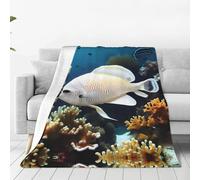 White-Golden Fish - Manta de franela ultrasuave para el hogar, manta de siesta, tapete de picnic para camping, 50 x 40 pulgadas
