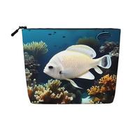 White-Golden Fish - Neceser de viaje versátil, bolsa de maquillaje de cáñamo falso, multiusos, organizador de accesorios cosméticos, Black, Talla única
