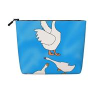 White Goose House - Bolsa de maquillaje de cáñamo falso, organizador de viaje de gran capacidad para viajes de negocios y uso diario