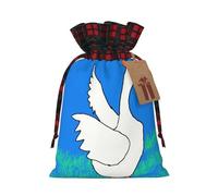 White Goose Spread Its Wings - Bolsa con cordón estampada para vacaciones, bolsa ligera con cordón para almacenamiento y envoltura