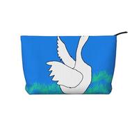 White Goose Spread its Wings - Bolsa de cosméticos de pana impresa de gran capacidad, impermeable, bolsa de almacenamiento de artículos de tocador de viaje, Black, Talla única