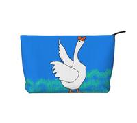 White Goose Spread its Wings - Bolsa de cosméticos de pana para mujer, cartera portátil con cremallera, adecuada para viajes y almacenamiento diario de cosméticos, color negro, talla única