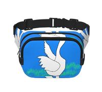 White Goose spread its wings - Bolso cruzado de moda con estampado de ganso blanco, bolsa de cintura para senderismo, bolsa de hombro cuadrada de doble capa para viajes y fitness