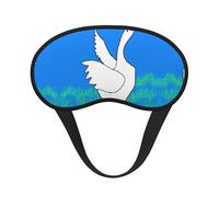 White Goose Spread Its Wings - Máscara de dormir de satén con borde negro para una comodidad óptima y bloqueo de la luz