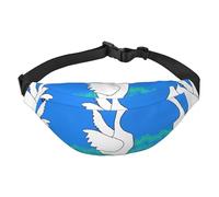 White Goose Spread its Wings - Riñonera cruzada para niños, bolsa de cintura grande de viaje para deportes, correr, ciclismo, viajes, pesca