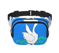 White Goose Spread its Wings - Riñonera de moda estampada, bolsa de mensajero unisex, riñonera de viaje de moda, color negro, talla única