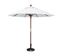White Great Parasol with Wood Pole and 8 Ribs Round UV Protection Outdoor Umbrella for Patio Garden Balcony 2.1m/2.7m