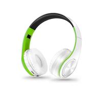 (White Green) Headphones Bluetooth Headset Earphone Wireless Headphones Stereo Foldable Sport Earphone Microphone Headset Handfree MP3 Player