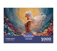 White-Haired Girl in Red and White Armor 1000 Pcs Cartón Fuerte Rompecabezas Warrior Goddess Liberador De Estrés Juego Creativo Puzzle Juego De Desafío Difícil 52x38cm/1000pcs