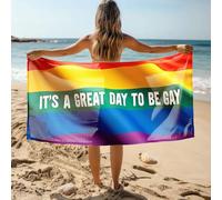 White Hand Towels It'S A Great Day To Be - Juego de toallas de baño de lujo con diseño de bandera gay