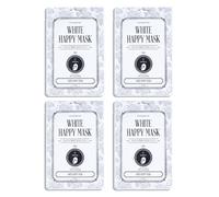 White Happy Mask - Mascarilla facial coreana antiedad, con Niacinamida, Ácido Málico, Té Verde y Antioxidantes. Rejuvenece, aporta elasticidad, unifica el tono e ilumina. (4 Unidades)