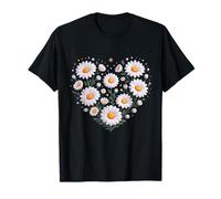 White Heart Daisy Bloom Heart Floral Cottagecore Vibe Camiseta