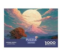 White Horse Glloping in Front of The Moon 1000 Pcs Stabiler Karton Puzzle Lion in Fiery Clouds Lebendige Bilder Kreatives Spiel Puzzles Als Wohnaccessoires 70x50cm/1000pcs