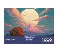 White Horse Glloping in Front of The Moon 1000 Stück Stabiler Karton Puzzle Lion in Fiery Clouds Lebendige Bilder Familienspiel Puzzles Für Erwachsene Und Kinder 52x38cm/1000pcs