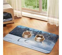 White Horse In Winter,Waterproof Pet Feeding Mat,PU Leather Placemats for Cat Dog Water Bowl,Food Mats,30x45cm