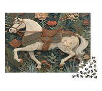 White Horse Running in The Green Garden Rompecabezas Puzzle,1000pcs (75x50cm) Adulto Juego Educativo Decoración del Hogar