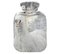 White Horse Runs Gallop in WinterHot Botella de agua y cubierta suave y cálida para cama de invierno, cuello y hombros, 2 L