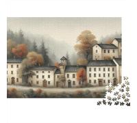 White Houses in The Old Town 1000pcs (75x50cm) Puzzle Adecuado para Adultos Y Multitud Mayores De 14 Años